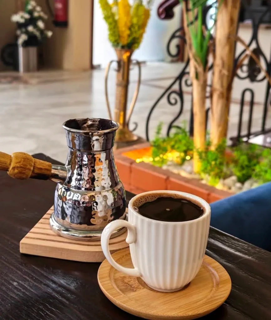 Arabic coffee served at Beit Ward Restaurant and Cafe in Doha